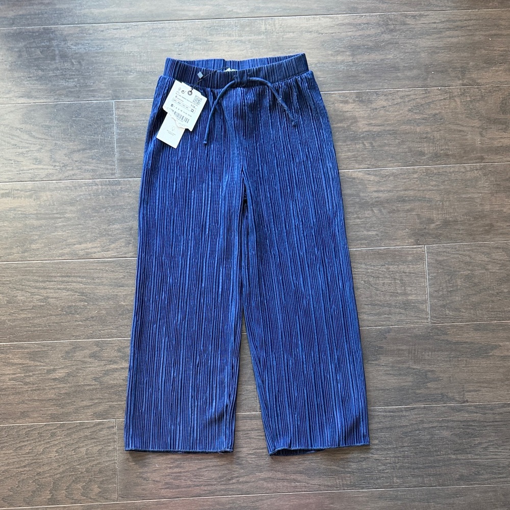 Zara Navy Pleated Trousers